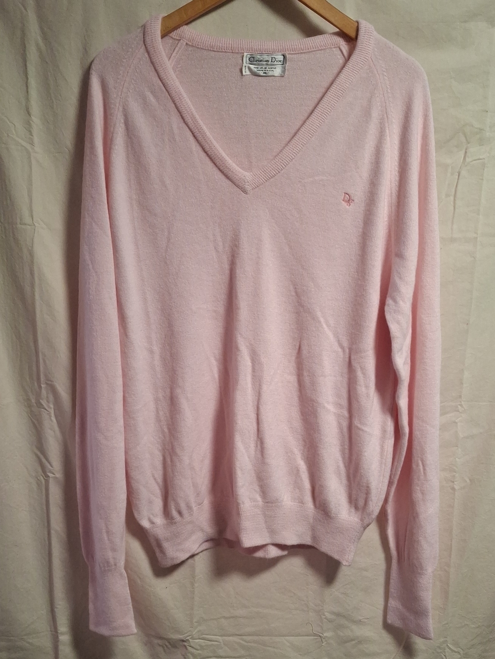 Mens Dior Light Pink V-Neck Sweater